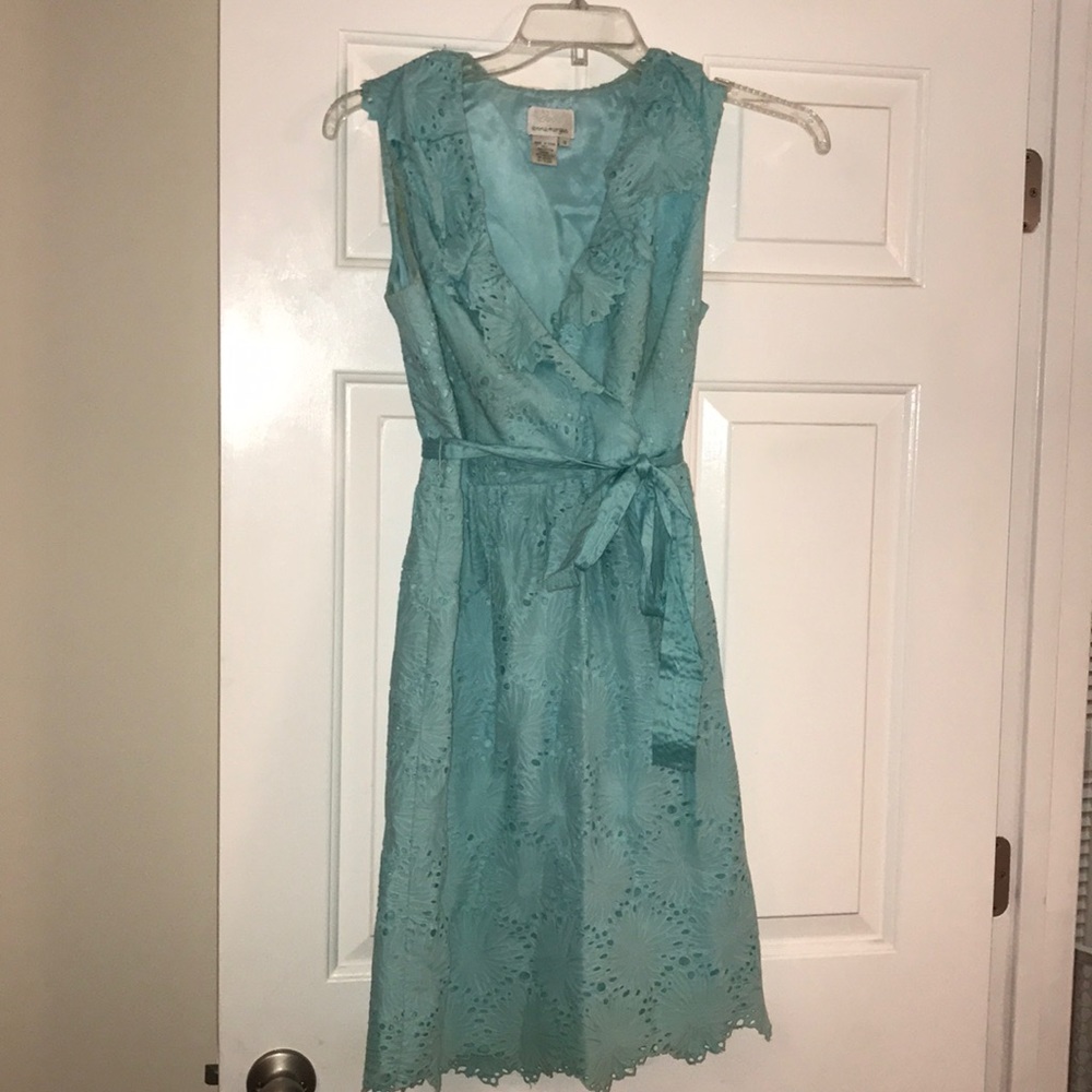 Donna Morgan, turquoise dress, size 8